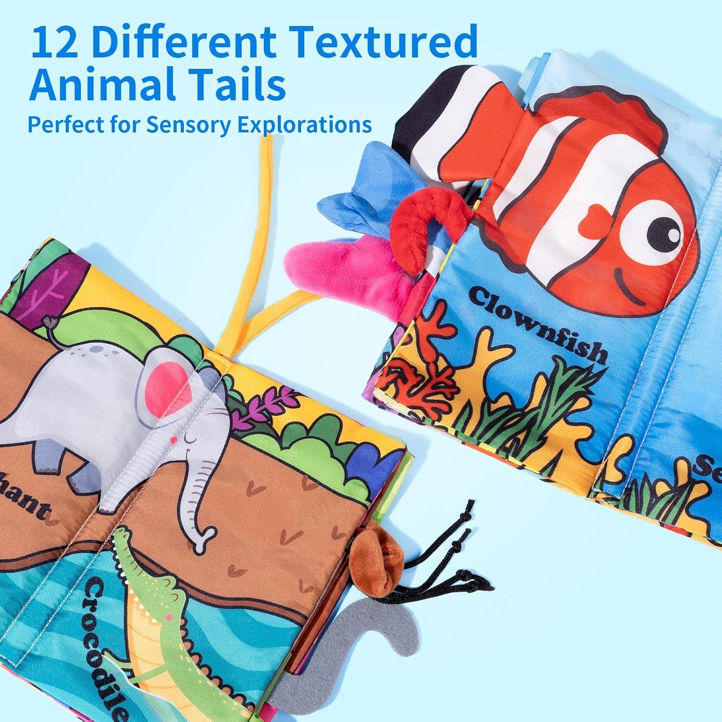 Baby Books 0-6 Months, 2PCS Crinkle Books for Babies, Touch and Feel Sensory Cloth Book 6-12 Months, Tummy Time Toys, Baby Toys for Newborn 6 Page Pink