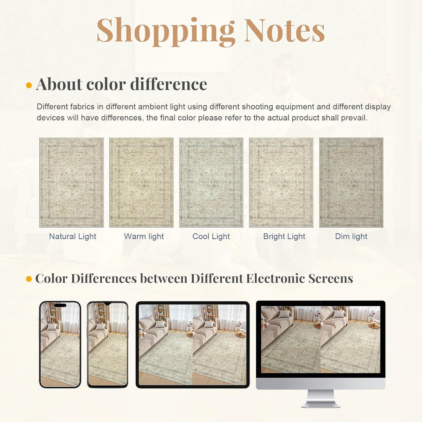 LIVEBOX Washable 2x6 Runner Rug for Bathroom, Non Slip Kitchen Mats for Floor Entryway, Boho Indoor Front Door Mat Low-Pile Runners for Hallways, Farmhouse Rugs for Bath Laundry, Tan