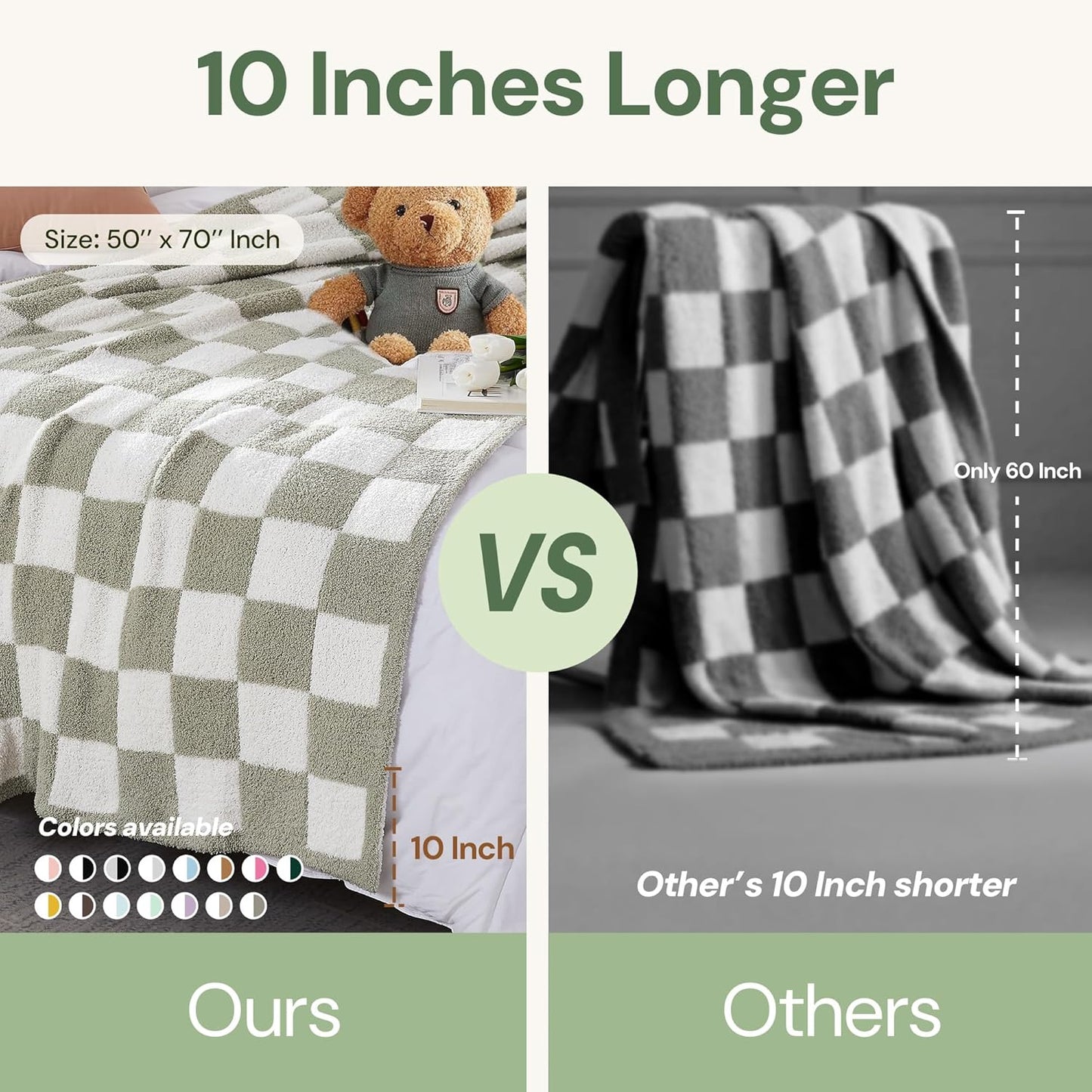 WRENSONGE Checkered Throw Blanket, Taupe Soft Cozy Fluffy Warm Hand Made Throw Blankets for Couch, Sofa, Chair, Bed, Camping, Picnic, Travel Lightweight Bed Blanket - 50"*70"