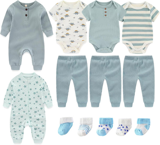 Baby Bodysuit and Pant Sets Ribbed Romper Soft Newborn Boy Girl Clothes Outfits Layette Gift Set