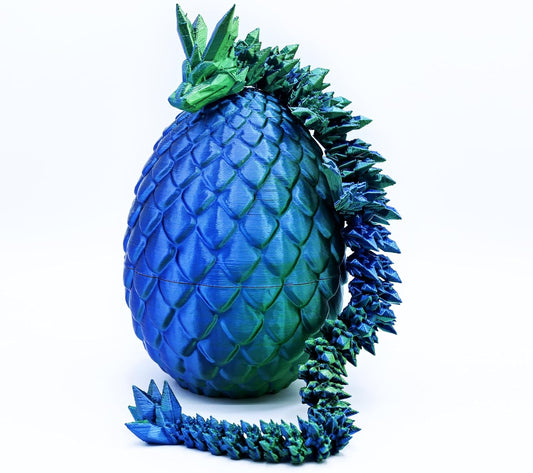 3D Printed Dragon,Dragon Eggs with Dragon Inside,Articulated Crystal Dragon Toys for Kids Home Decor, Executive Dragon Fidget Desk Toys (Lser Green)