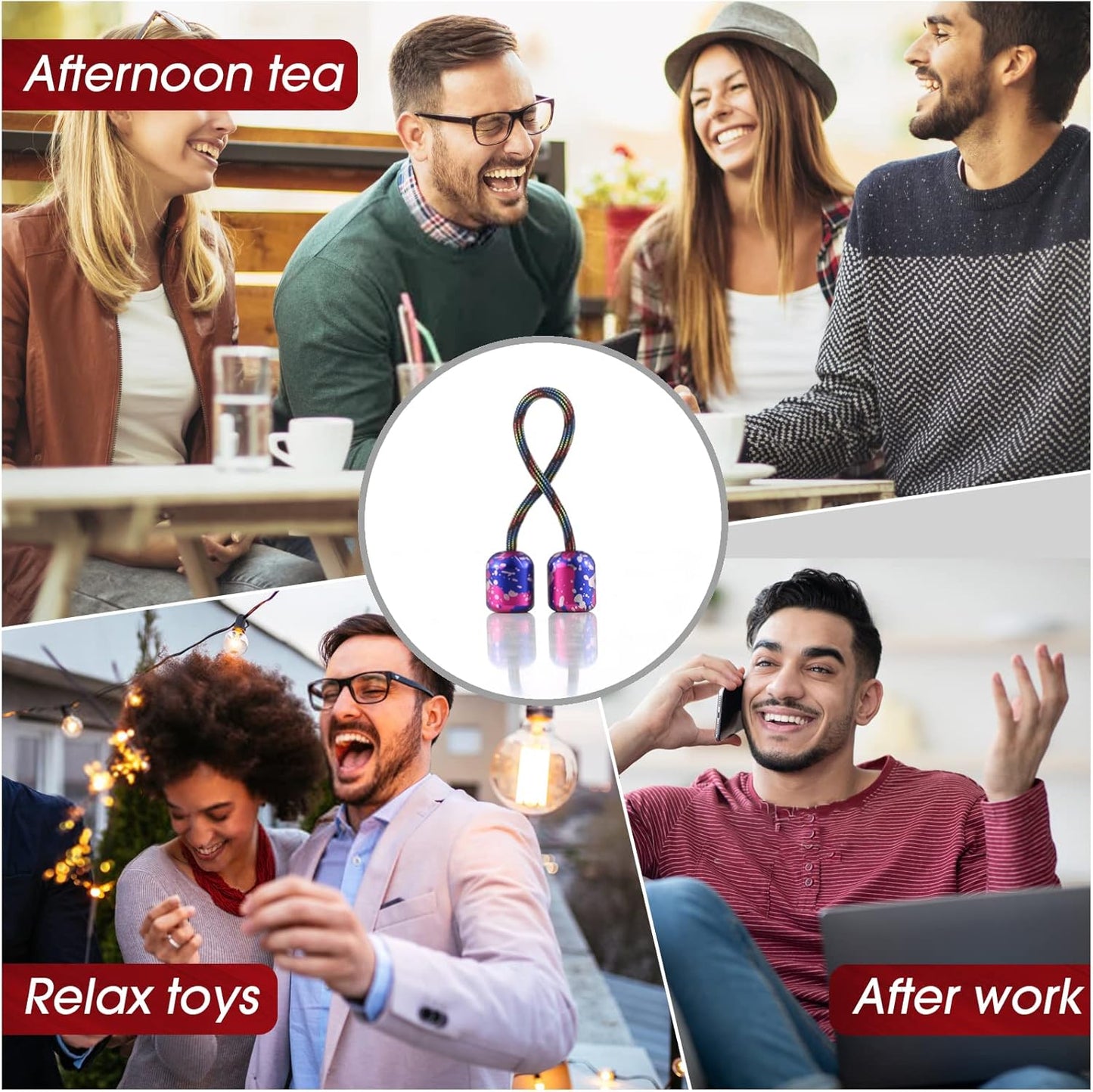 Begleri Fidget Beads - Worry Fidget Beads Spin & Bump - Made of Aluminum Alloy - Creates a Bit of Magic for You (UFO-Black&White)