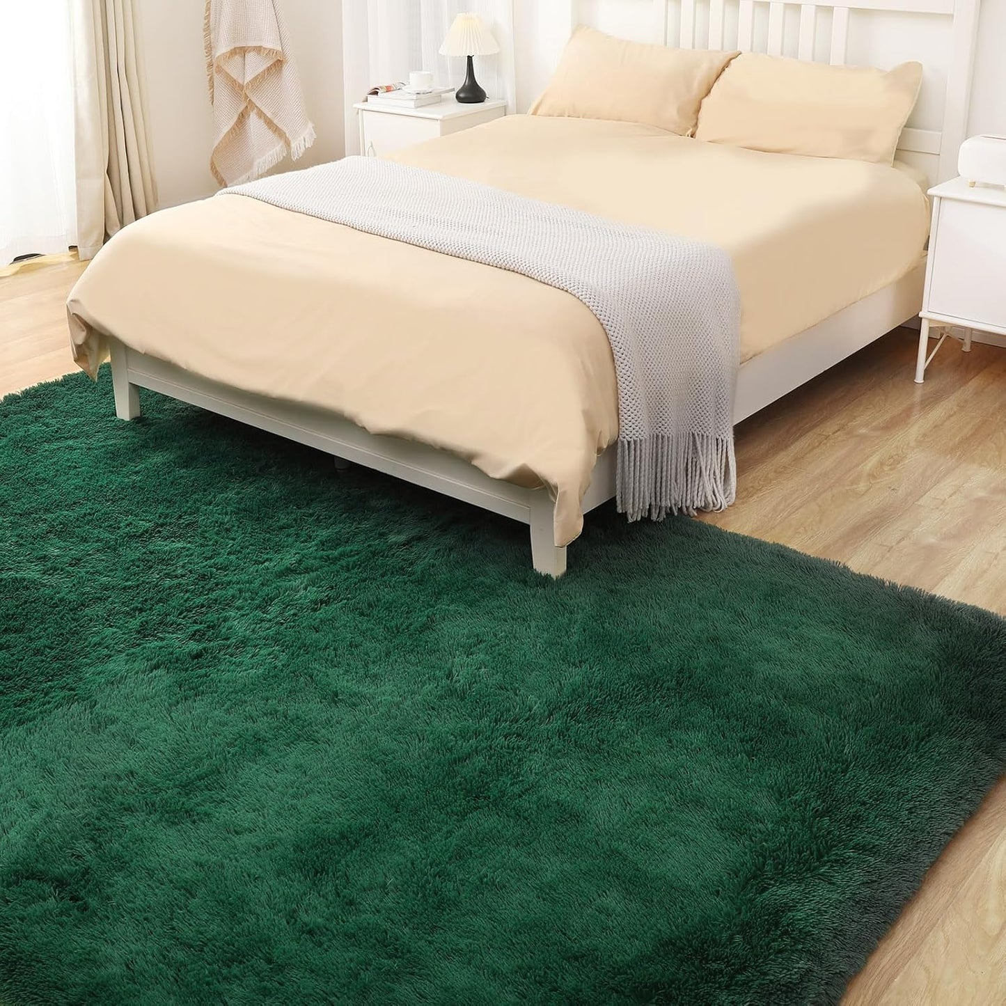 Ultra Soft Fluffy 6x9 Green Area Rugs - Plush Non-Slip Indoor Carpet for Living Room, Bedroom, Nursery, Study, Kids Room Decor