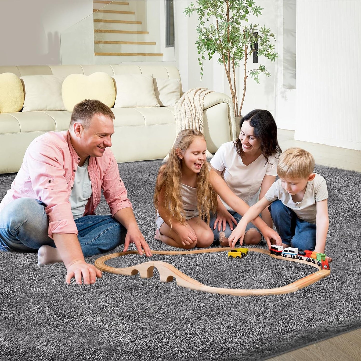 Ultra Soft Rug for Living Room, 4X6 Fluffy Shag Area Rug for Bedroom, Modern Shaggy Carpets Fuzzy Rug for Teens Dorm Nursery Home Decor Aesthetic, Upgrade Anti-Skid Durable, Grey