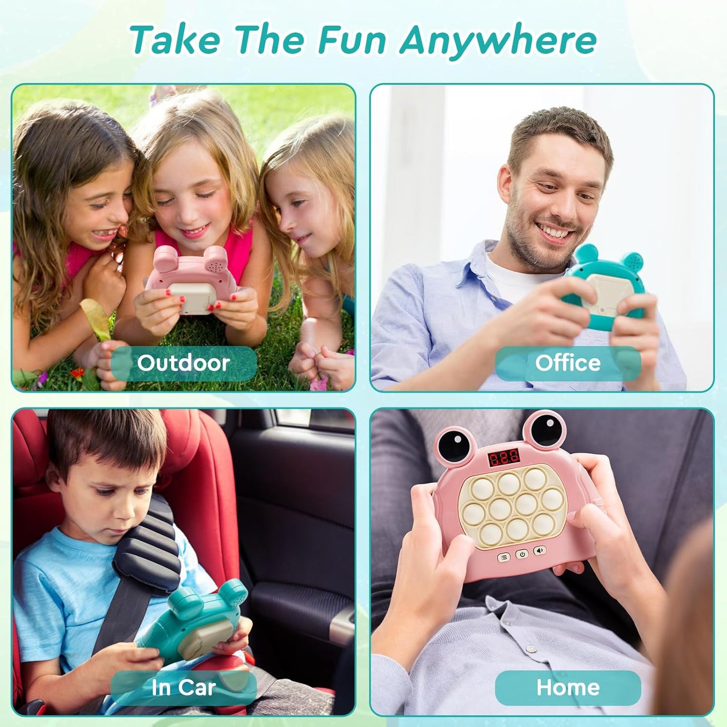 Fast Push Bubble Game, Handheld Fidget Toys with Screen Display, Light up Speed Push Console for Kids