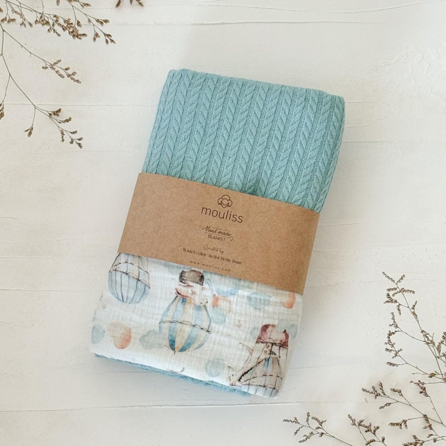 Personalized Baby Blanket with Name – Handmade 100% Organic Cotton Newborn Gift | Custom Knit Blanket for Boys, Girls, Kids & Baby Showers