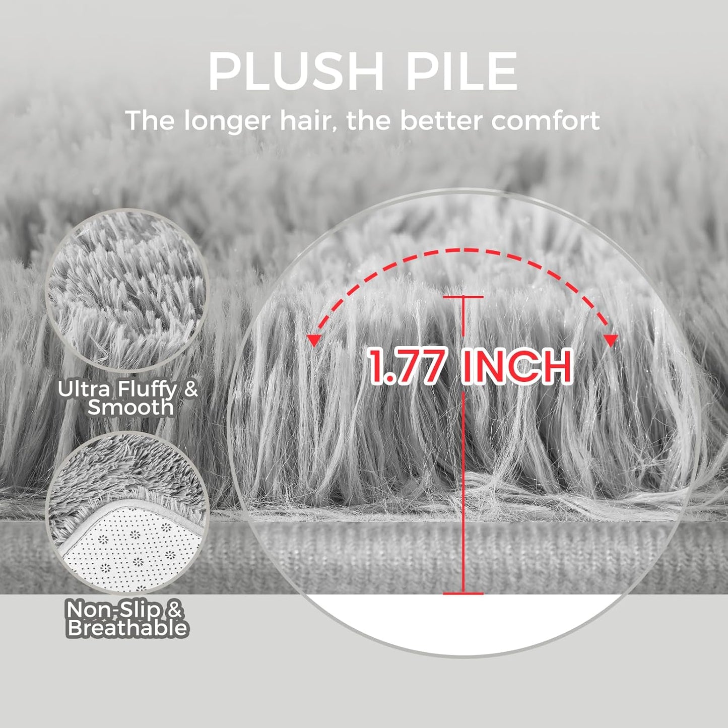 Ultra Soft Rug for Living Room, 5X8 Fluffy Shag Area Rug for Bedroom, Modern Shaggy Carpet Fuzzy Rug for Teens Dorm Nursery Home Decor Aesthetic, Upgrade Anti-Skid Durable, Light Grey