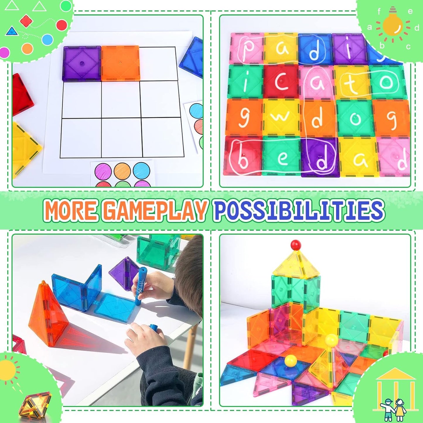 Magnetic Tiles Toddler Toys Games Sensory Toys for Toddlers 3-4 Magnetic Blocks for Kids Age 3-5 4-8 Outdoor Toddler Activities Preschool Building Learning Toys