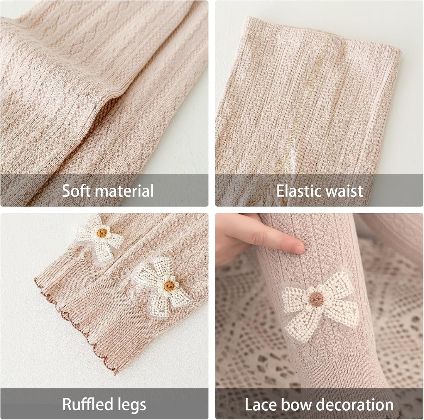 Girls Leggings for Little Girls, 2 Pack Toddler Girl Pants Leggings for Baby Tights Knitted Multi-Colors 2-9 Years