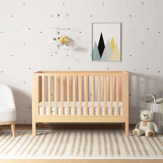 Newton Baby Galileo Standard Crib, Solid Beech Wood in Natural Color, 3-in-1 Convertible Crib with Toddler Bed Conversion Kit, Ultra-Safe Non-Toxic Finish