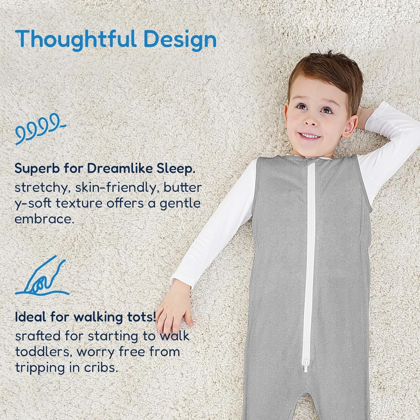 TotAha Toddler Sleep Sack with Legs, 0.5 TOG Light and Soft Baby Sleeping Bag, Walker Sleep Sack for Babies 12-24M, 2T-3T