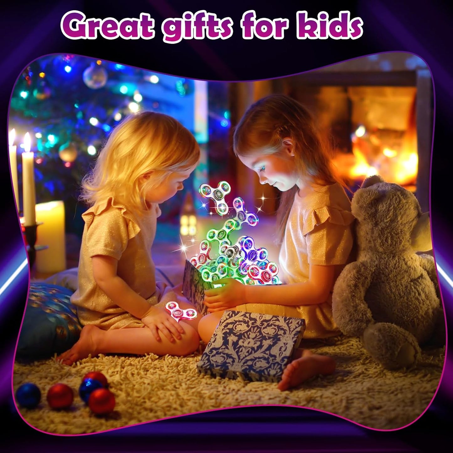 SCIONE 5 Pack Fidget Spinners, LED Light Up Fidget Spinner, Party Favor Goodie Bag Stuffers Glow in The Dark Sensory Toys, Stress Reduction and Anxiety Relief Hand Spinner for Kids