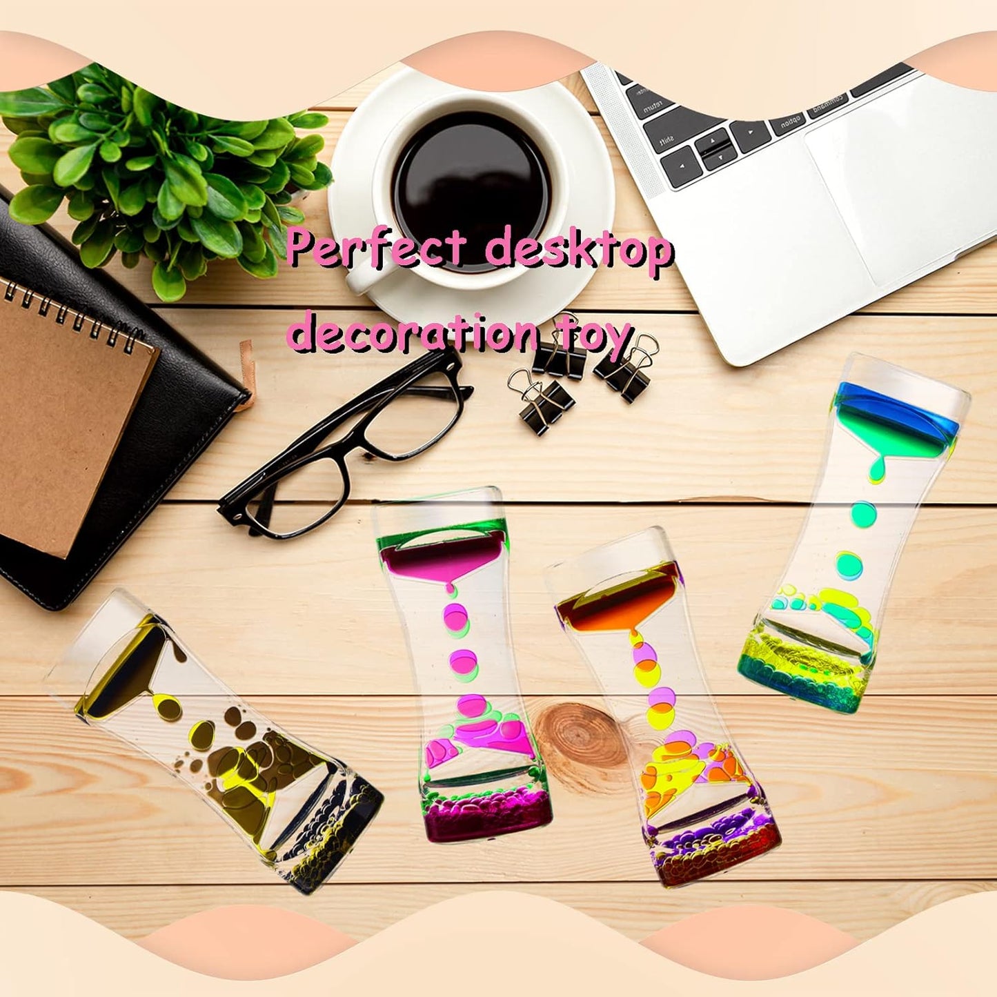 Liquid Motion Bubbler Pack of 8 Liquid Bubbler Timers Relaxing Calming Fidget Toys for Sensory Play,Colorful Hourglass for Autism ADHD,Cool Desktop Decor,Nice Gift Idea