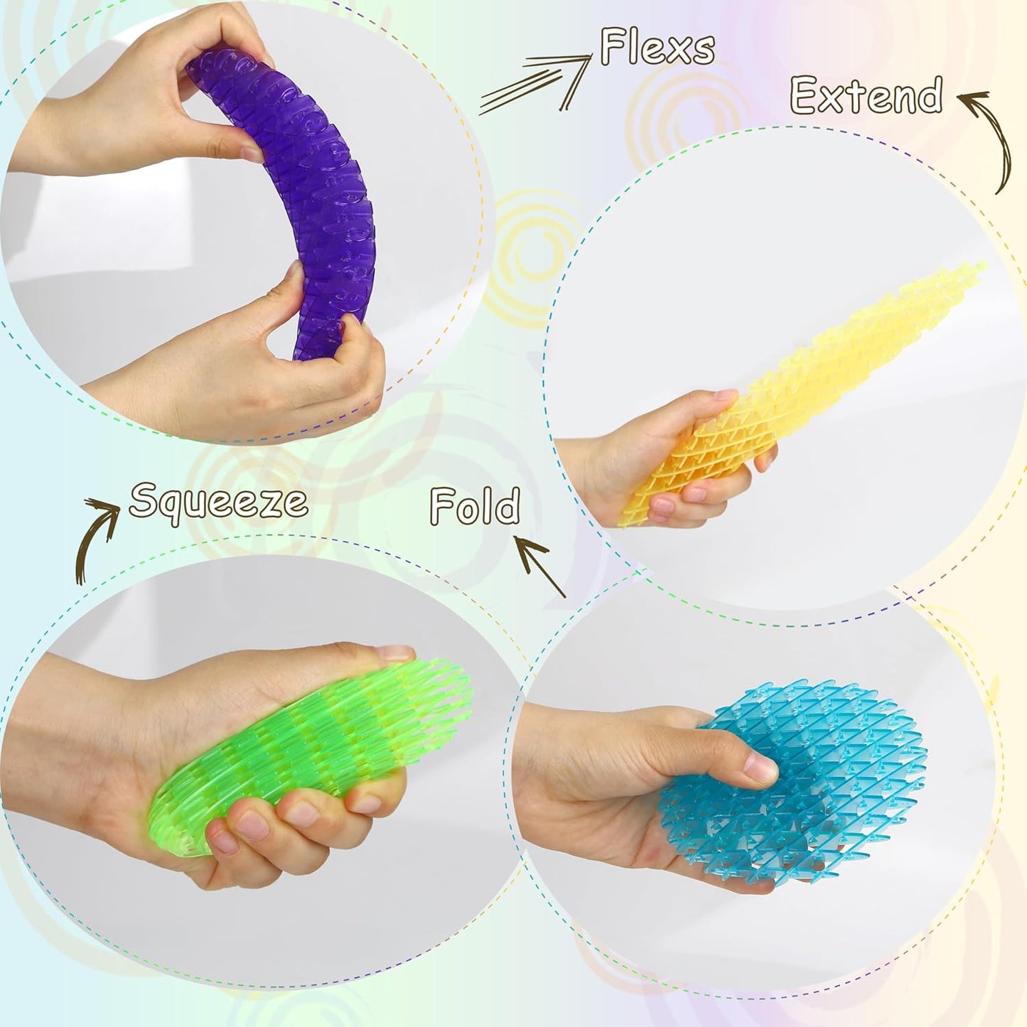 Fidget Worm Toy, 12*12CM 3D Elastic Fidget Toy Relieving Stress Boredom, Stress and Anxiety Relief Calming Fidgets Desk Toys for Adults,Ideal Gifts (Purple)