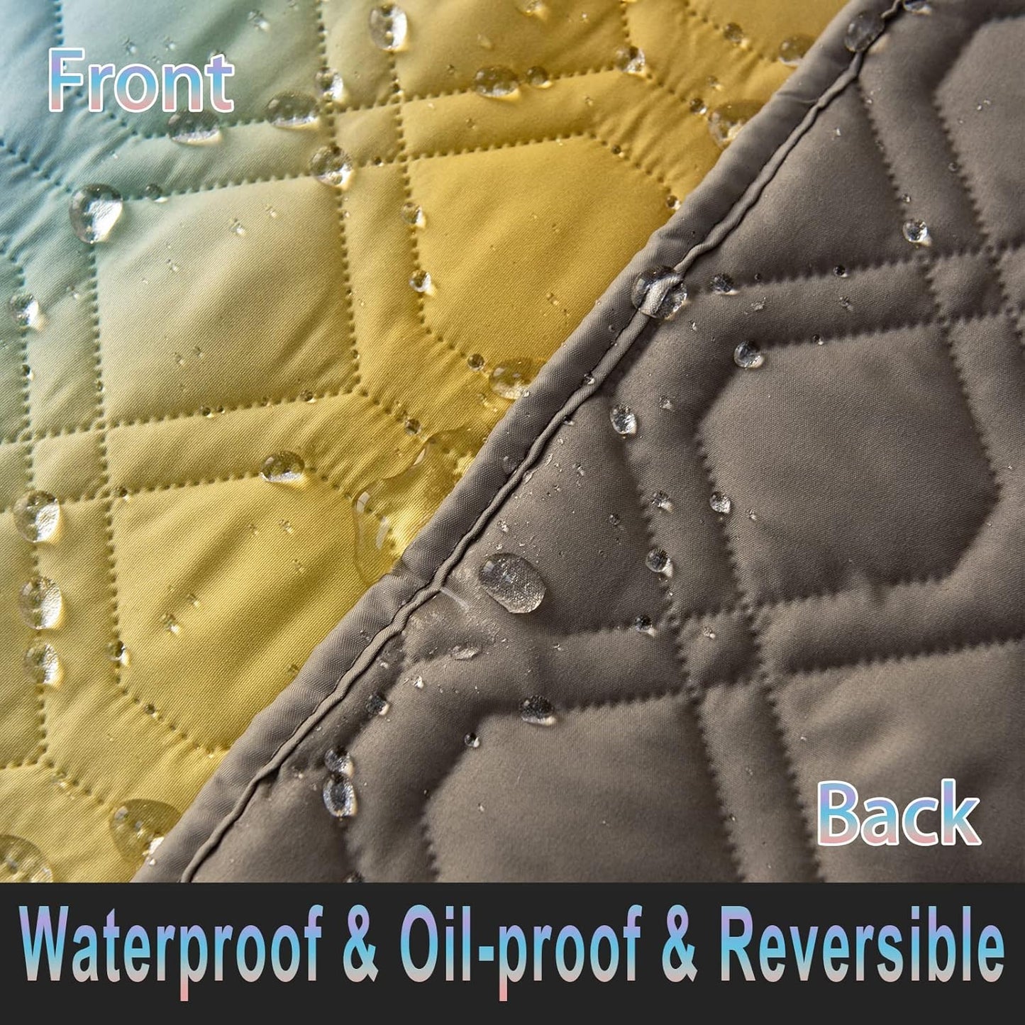 100% Waterproof Dog Bed Cover 102x82 inch Reversible Changing Pad Reusable Camping Mat for Kids/Pet/Dog/Cat Washable Geometric Embroidery Blanket Patchwork Rainbow Ombre Printed+Gray