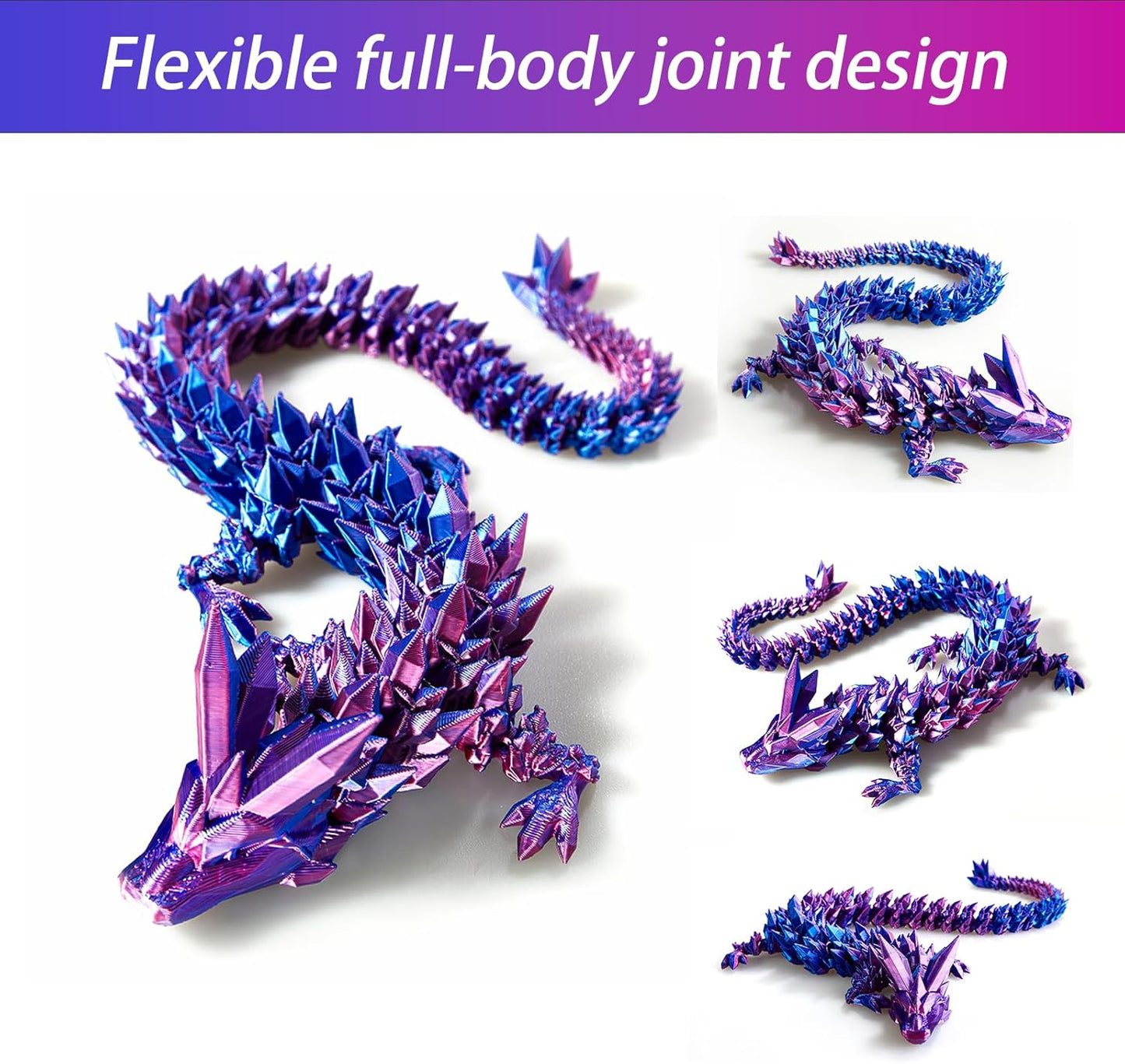 15 inches Dragon with Egg, Purple Dragon Toy,Articulated Crystal Dragon,Fidget Toy Cool