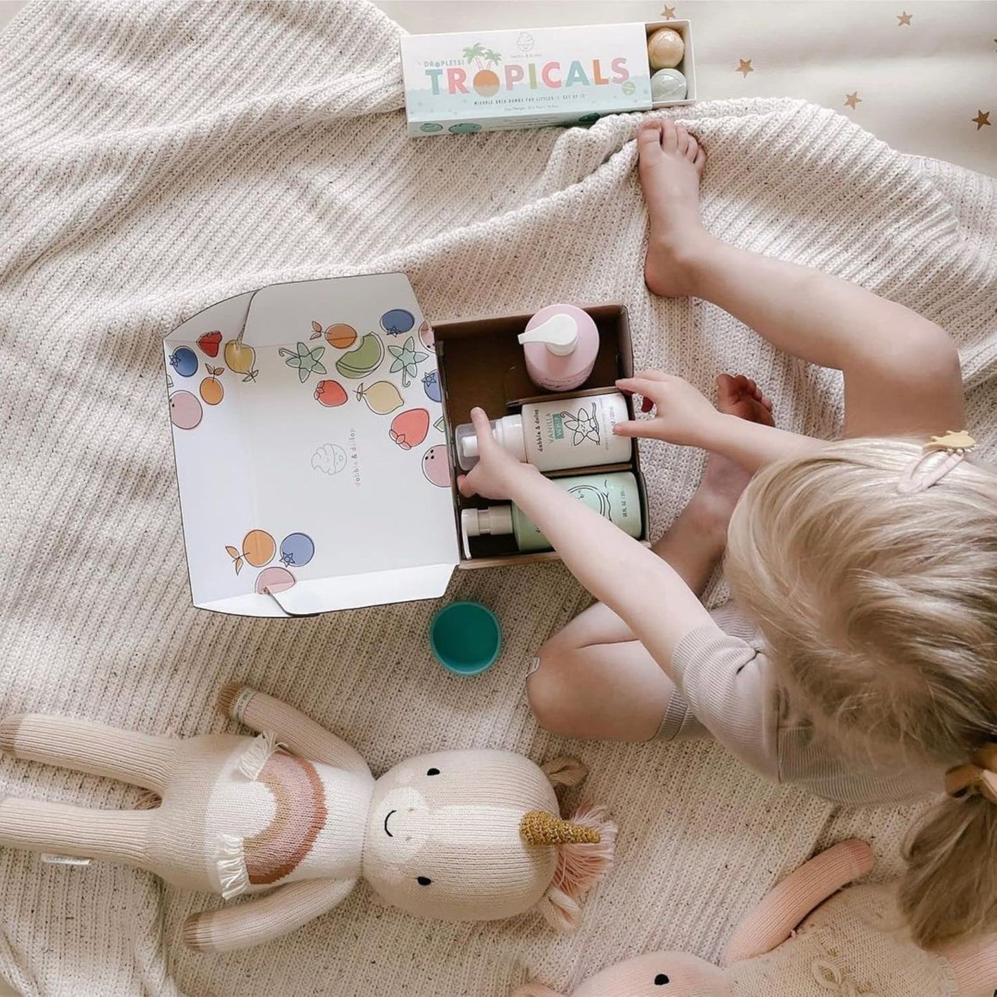 Dabble & Dollop Beachy Bundle, Natural Bubble Bath, Body Wash, Shampoo for Kids, USA-Made, Paraben & Sulfate Free, Vegan, Gluten-Free, Tear-Free, Honeydew Melon, Vanilla & Coconut (Set of 3)