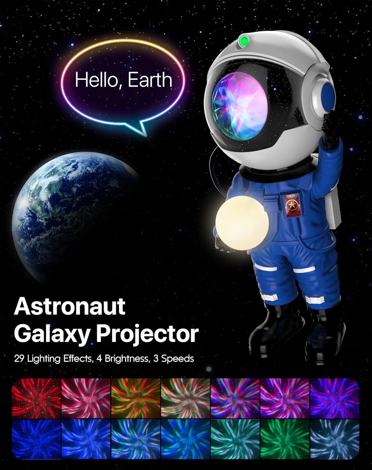 Rossetta Astronaut Galaxy Projector, Star Projector for Bedroom, LED Night Light for Kids Room with Timer and Remote, Room Decor Aesthetic, Home Decor, Gifts for Adults, Teens, Christmas, Birthday