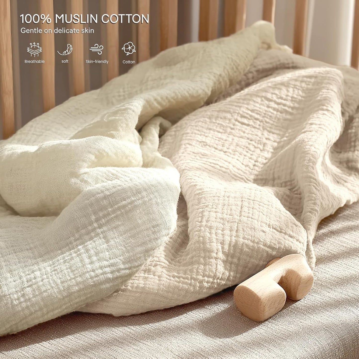 lulumoon Pack and Play Sheets Muslin: Cotton Fitted Sheets for 4moms Pack N Play - Soft Playard Sheets for Boys and Girls 2Pack