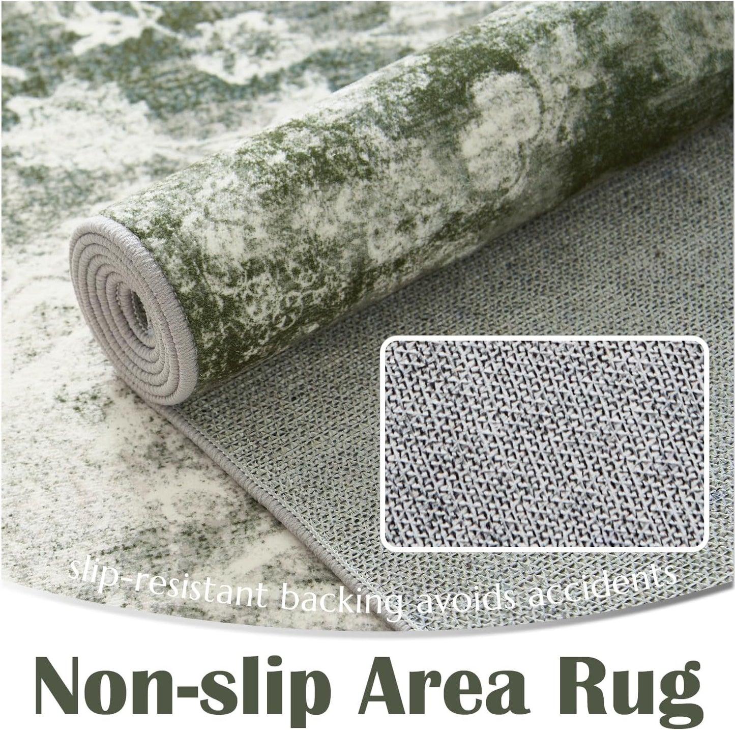 jinchan Green Runner Rug 2x6 - Vintage Floral Machine Washable Distressed Design Non-Slip Low-Pile Soft Thin Carpet for Hallway Kitchen Farmhouse Bedroom Entryway Laundry Room (2x6ft,Forest Green)