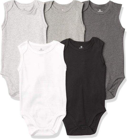 Sleeveless Bodysuits One-piece 100% Organic Cotton for Baby Boys, Girls, Unisex