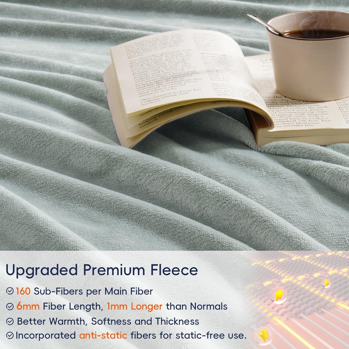 PHF Ultra Soft Fleece Blanket Twin Size, No Shed No Pilling Luxury Plush Cozy 300GSM Lightweight Blanket for Bed, Couch, Chair, Sofa Suitable for All Season, 66" x 90", Sage Green