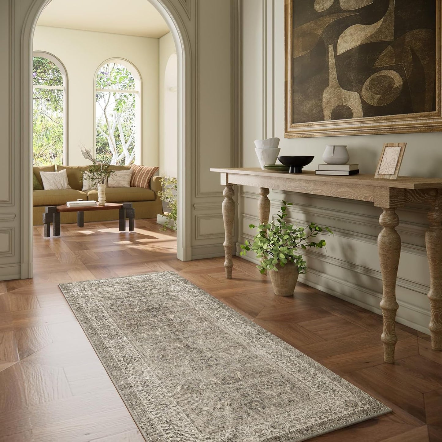 Washable Runners for Hallways Kitchen Rug: 2'x6' Runner Rugs Stain Resistant Non Slip Low Pile Soft Carpet Runners for Hallways Bedroom Entryway Indoor Beside Bathroom Laundry Room