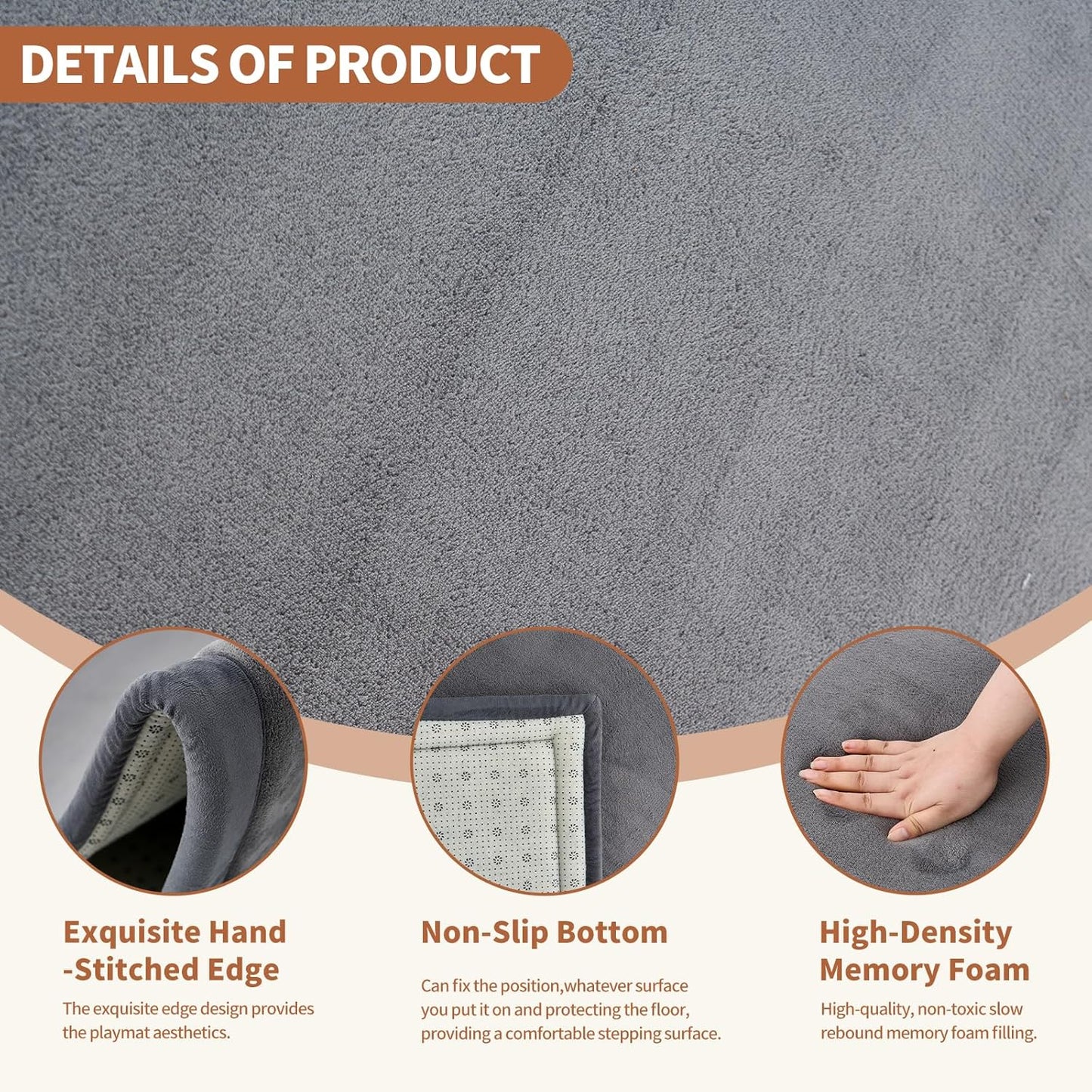 Baby Play Mat for Floor - 1.4" Thick Memory Foam Rug, 70"x59" Playpen Tummy Time Mat, Soft Velvet Nursery Rug, Large Padded Crawling Mats, Cushioned Pads for Playroom Toddlers, Infants, Yoga, Tatami