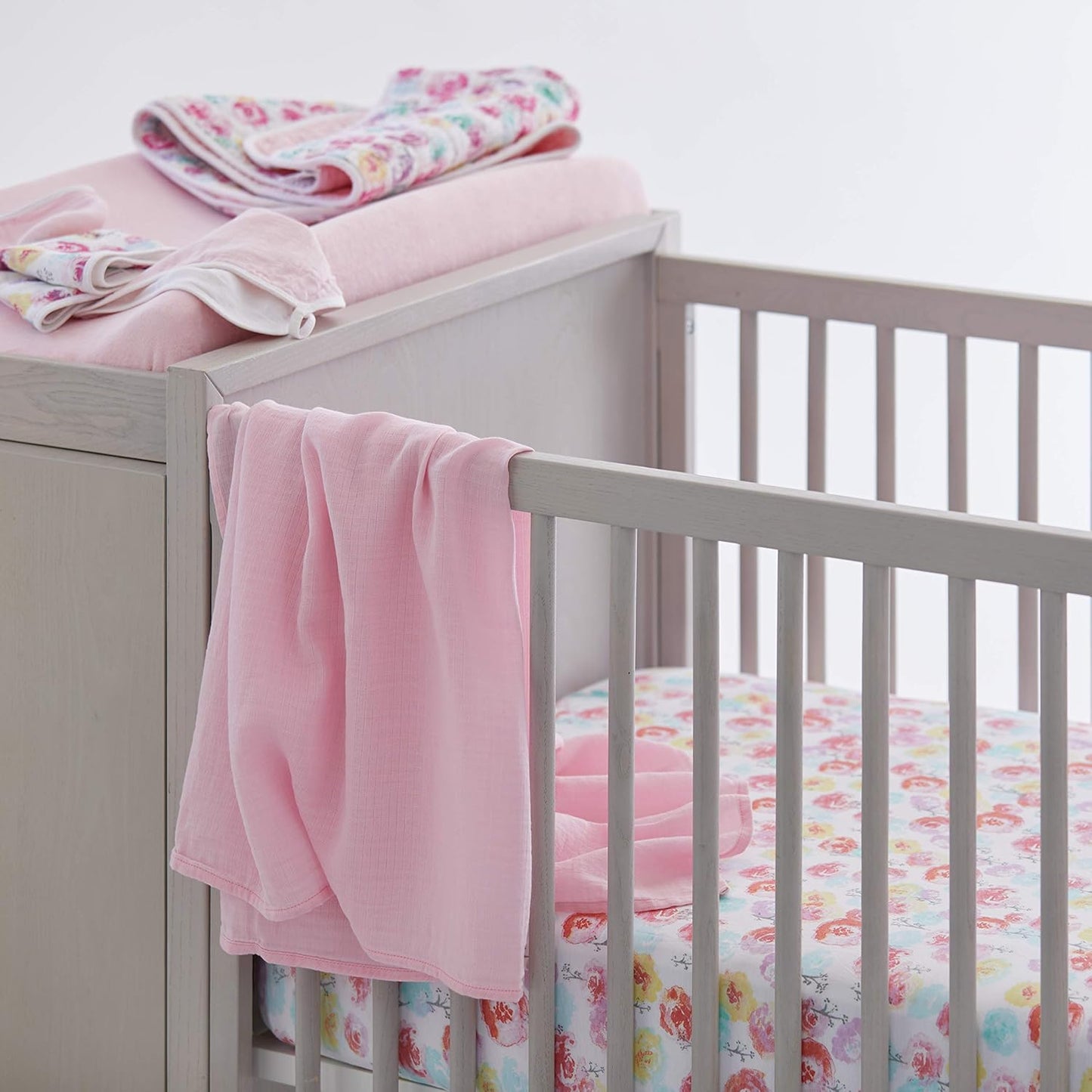 HonestBaby Organic Cotton Changing Pad Covers (Set of Two), Rose Blossom/Pink, One Size