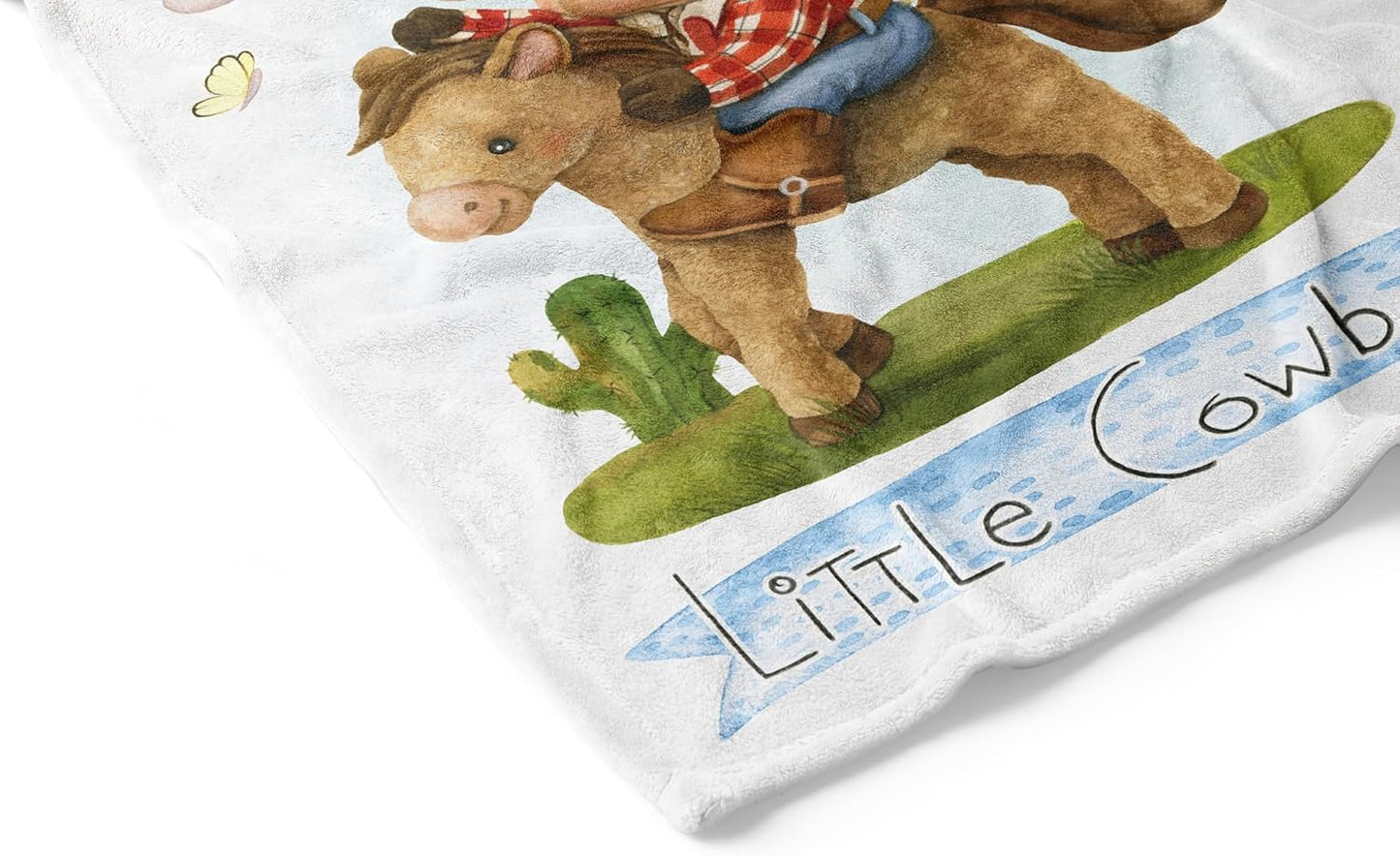 UNIQUE Little Cowboy Ultra Soft Fleece Baby Blanket 30x40in, Cute Cowboy Baby Blanket, Boy