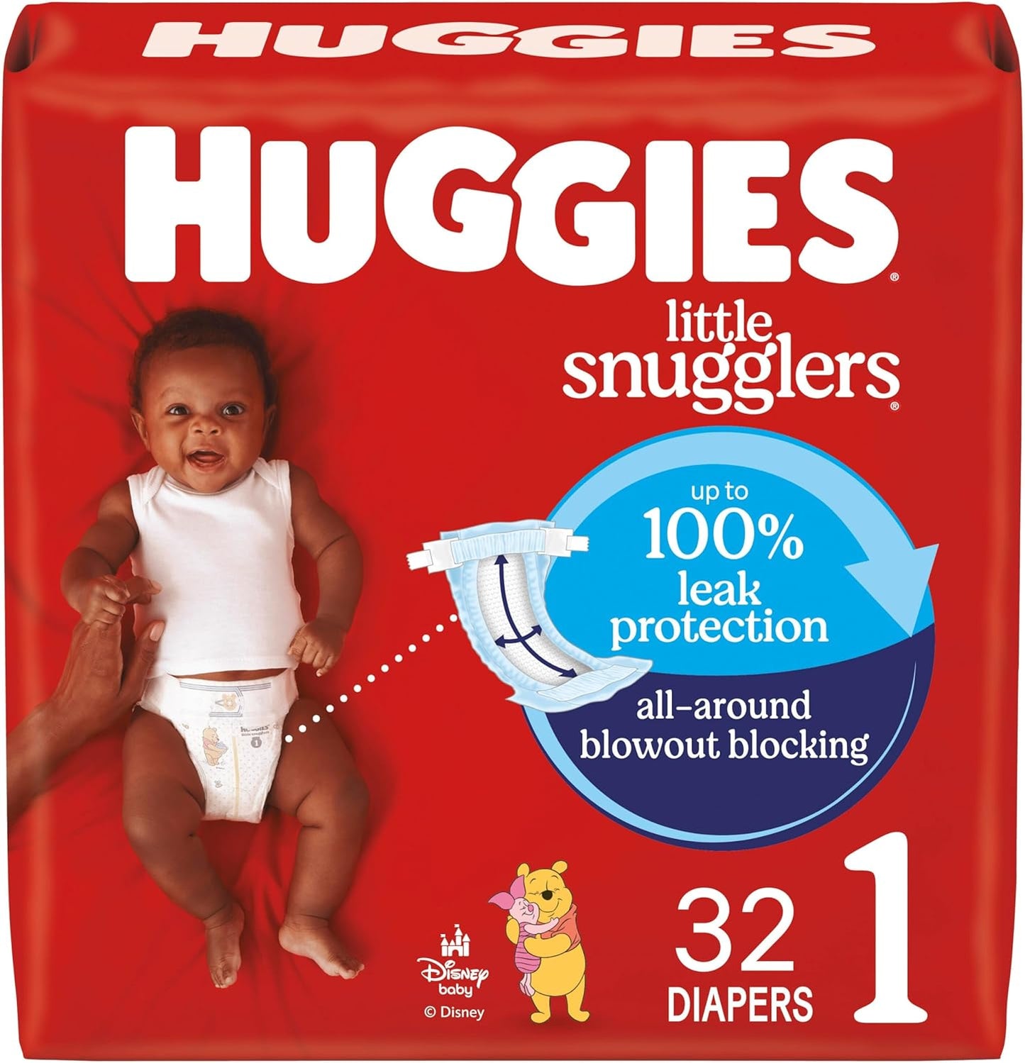 Huggies Size 1 Diapers, Little Snugglers Baby Diapers, Size 1 (8-14 lbs), 32 Count, Packaging May Vary