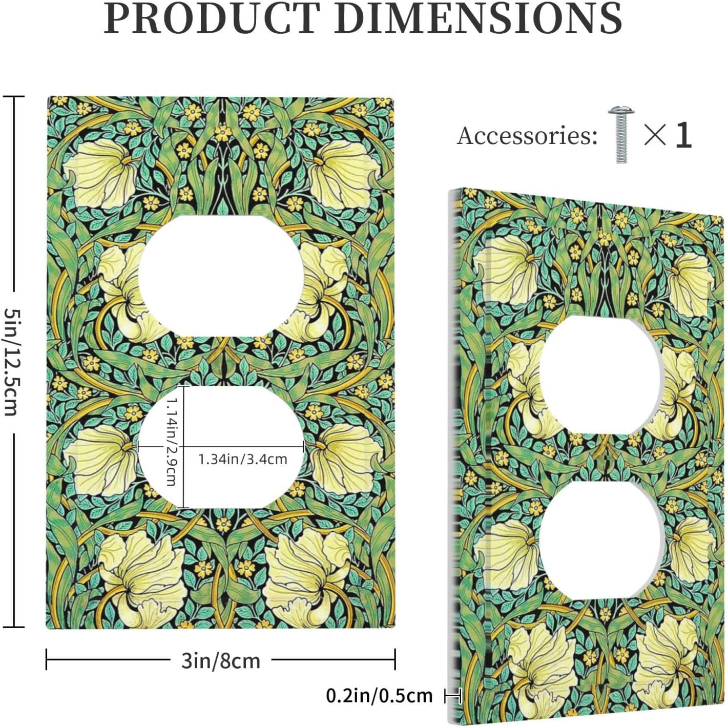 Outlet Covers William Morris Vintage Floral Yellow Flowers Green Leaf 1 Gang Duplex Wall Plate Decorative Switch Plates Electrical Receptacle Faceplate Light Switch Cover for Bedroom Decor
