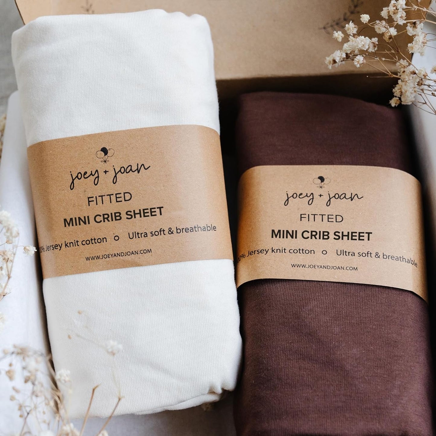 Mini Portable 24x38 Fitted Crib Sheets – Compatible with Dream on Me, Delta Porta Crib and Arms Reach Ideal Cosleeper – 100% Jersey Cotton – Cream + Brown – 2 Pack