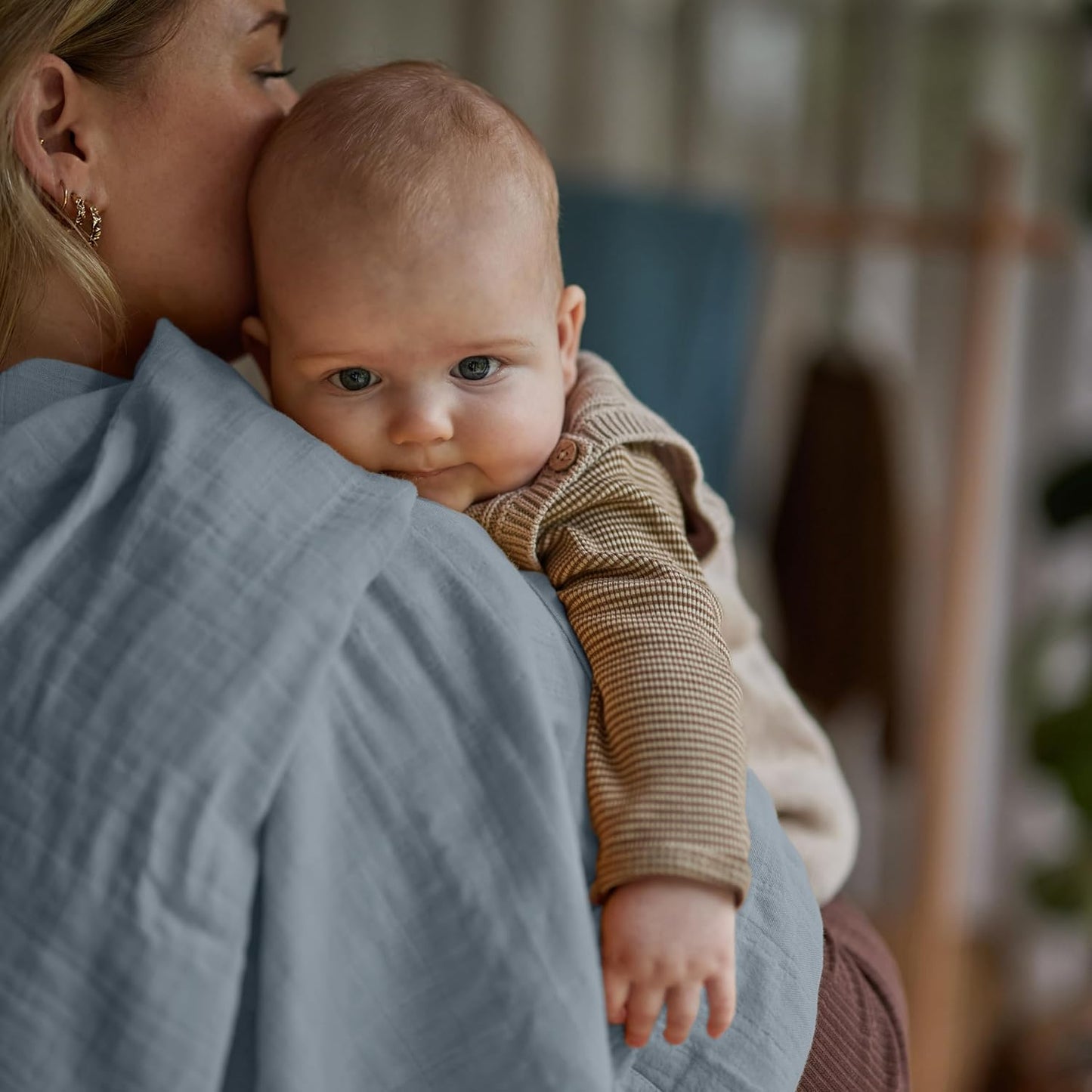 Swaddle - 100% Organic Cotton - Muslin Swaddle Blankets for Newborn, 47" x 47" 2-Pack (Sage Green/Tradewinds)