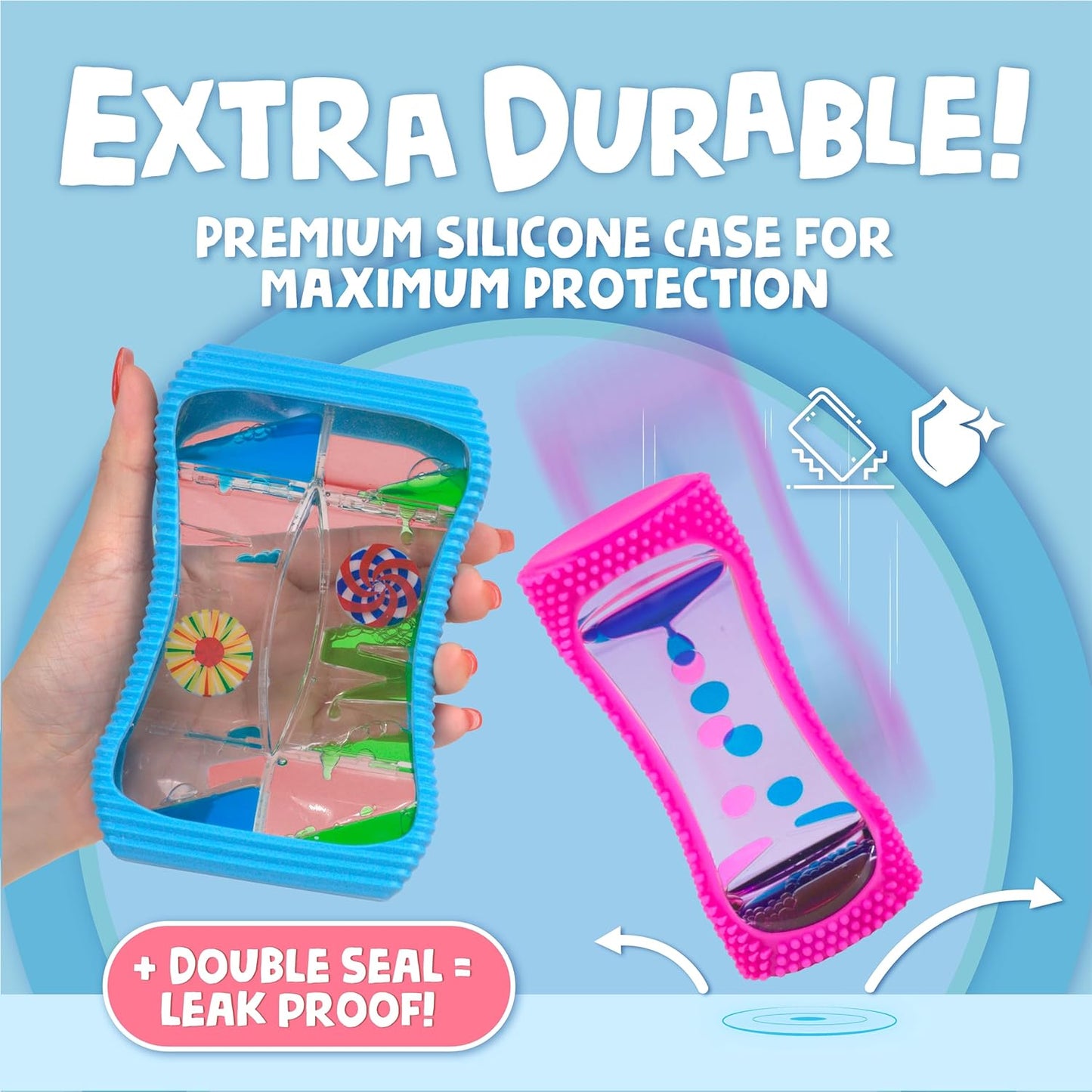 BUNMO Liquid Motion Bubbler with Sensory Texture - Liquid Timer - Bubble Timer - Liquid Motion Sensory Toys for Autism, Calming & Sensory Exploration - Kid Sensory Bottles Tubes - Large 4 Pack