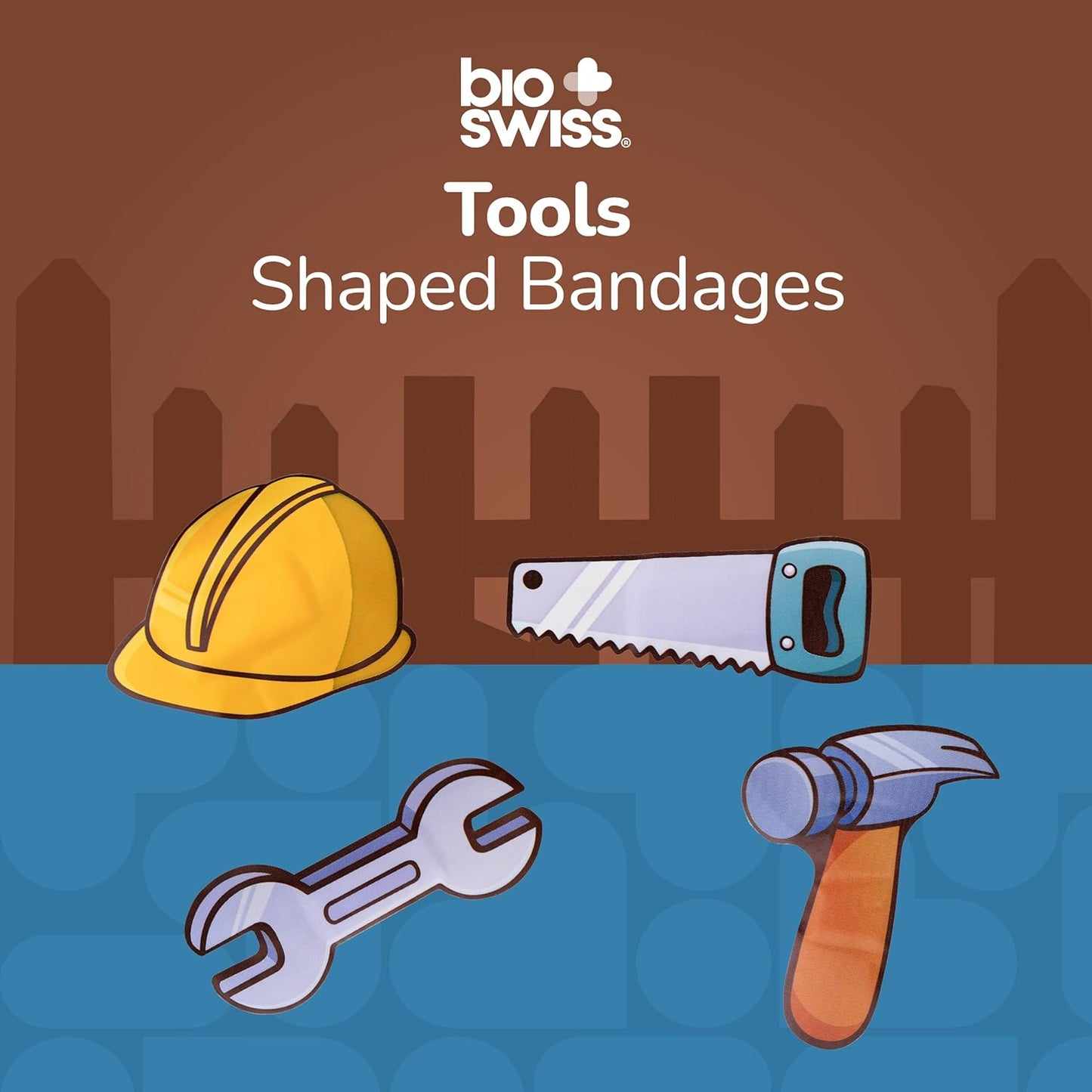 BioSwiss Bandages, Tools Shaped Self Adhesive Bandage, Latex Free Sterile Wound Care, Fun First Aid Kit Supplies for Kids and Adults, 50 Count