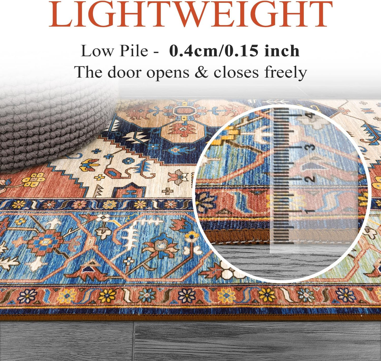 Lahome Boho 2x3 Washable Kitchen Rugs, Throw Non-Slip Backing Small Door Rug for Entryway Low-Profile Inside Door Mats, Oriental Indoor Doormat Carpet for Entrance Bathroom Laundry Living Room, Rust