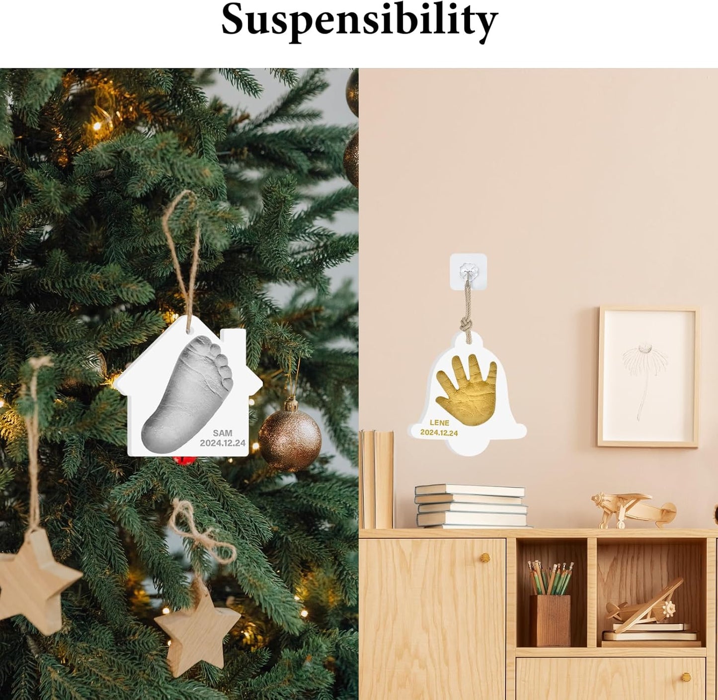 Baby Handprint Footprint Keepsake Ornament Kit, Personalized Baby Foot Printing Kit for Newborn Clay Impression Handmade DIY Imagination to Create