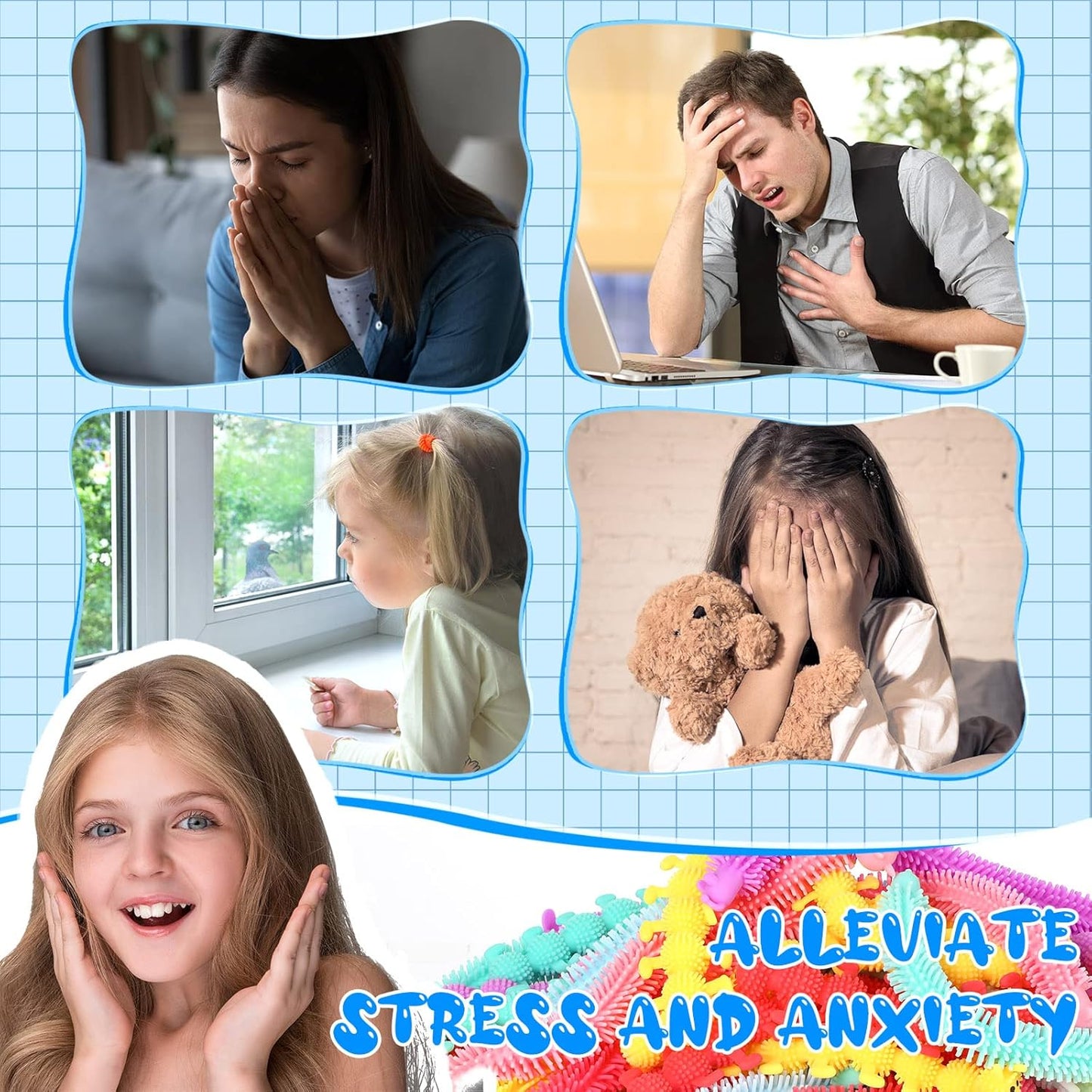 Chivao Bulk Stretchy String Fidget Toys Animal Sensory Toys Pack Worm Sensory Stress Fidget Toys for Adults Stress Anxiety Relieve Relaxing Party Favors(100 Pack, Cute Style)