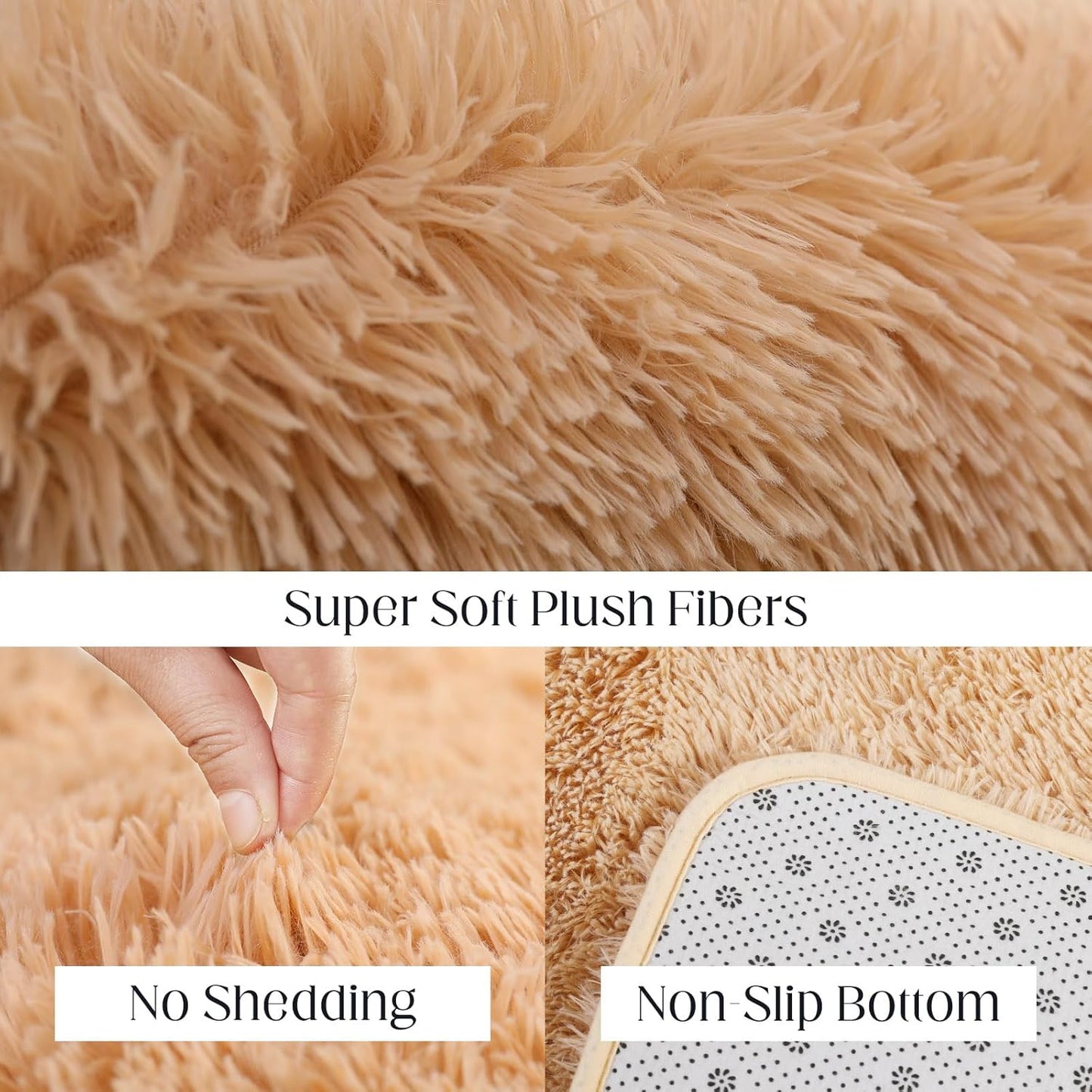 Luxury 4x6 Area Rug, Ultra Soft Rugs for Living Room, Plush Carpet Rugs for Bedroom, Non-Slip Indoor Rug for Nursery, Study Room, Playroom, Home Decor, Camel