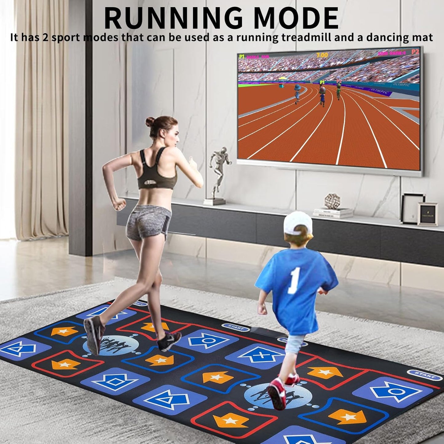 Dance Mat for Kids and Adults, Flannel Dance Pad for Kids Toys, Soft TV Dancing mat,Plug & Play Family Game,Xmas Gifts Idea,Gifts for Girls & Boys Ages 3+,Double mat