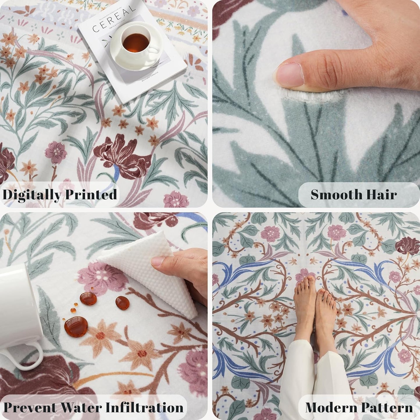 Runner Rug for Kitchen Rug Non Slip 2'6"x8' Washable Rugs with Rubber Backing Soft Vintage Floral Botanical Carpet Runner for Kitchen, Laundry, Bedroom, Bathroom, Beige