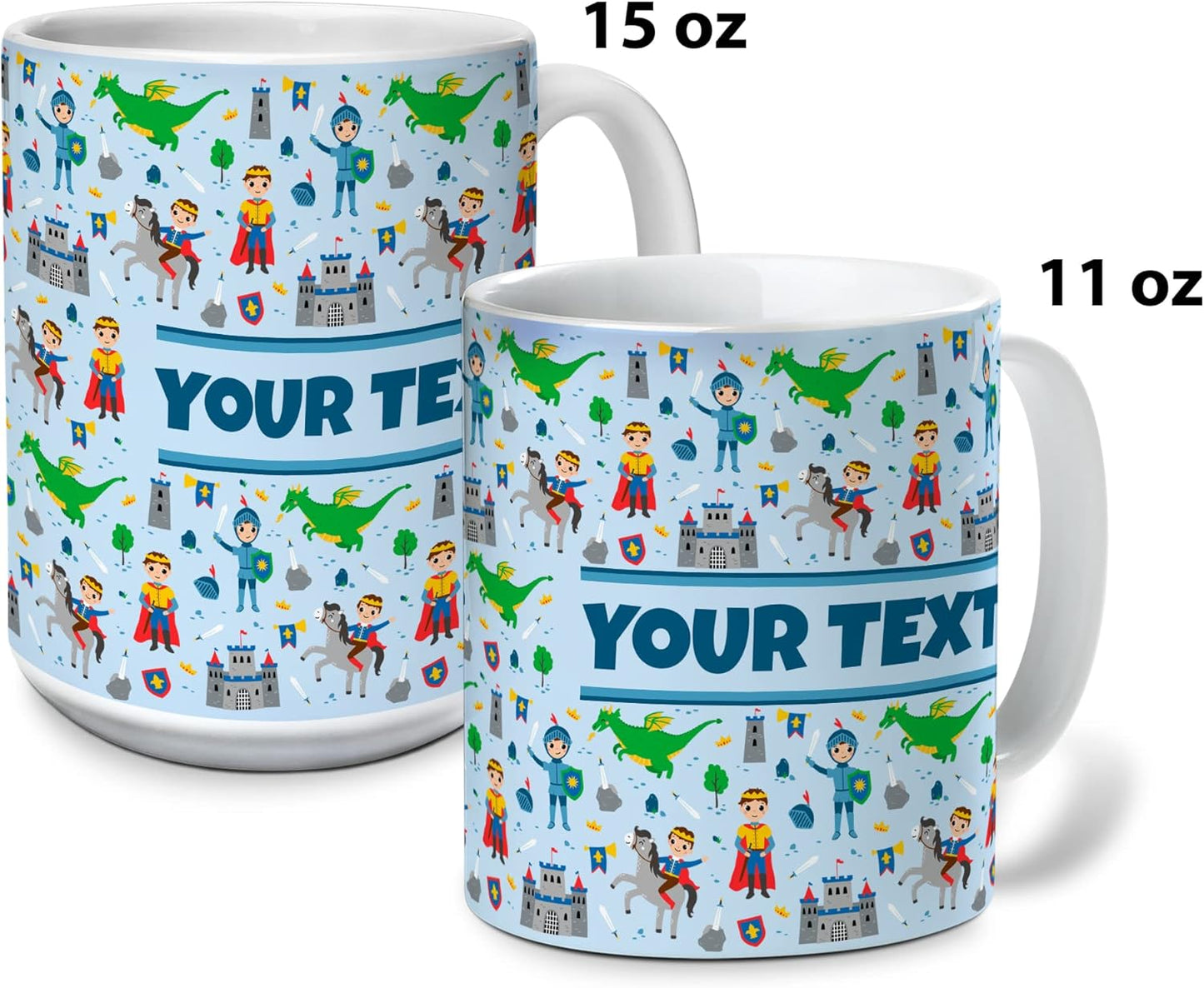 Personalized Mug for Kids - Princes - Custom Name/Text, Ceramic Hot Chocolate/Cocoa/Coffee Cup for Boys, Birthday/Christmas/Holiday Gift - 15 oz, Red Handle