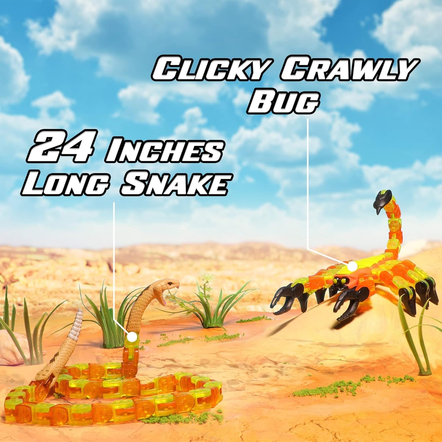 Zing Klixx Creaturez Combo Pack - Create Stop Motion Animation, Snap and Click Fidget Toys for Stress Relief, Great for Kids Ages 4 and Up (Scorpion + Rattlesnake)