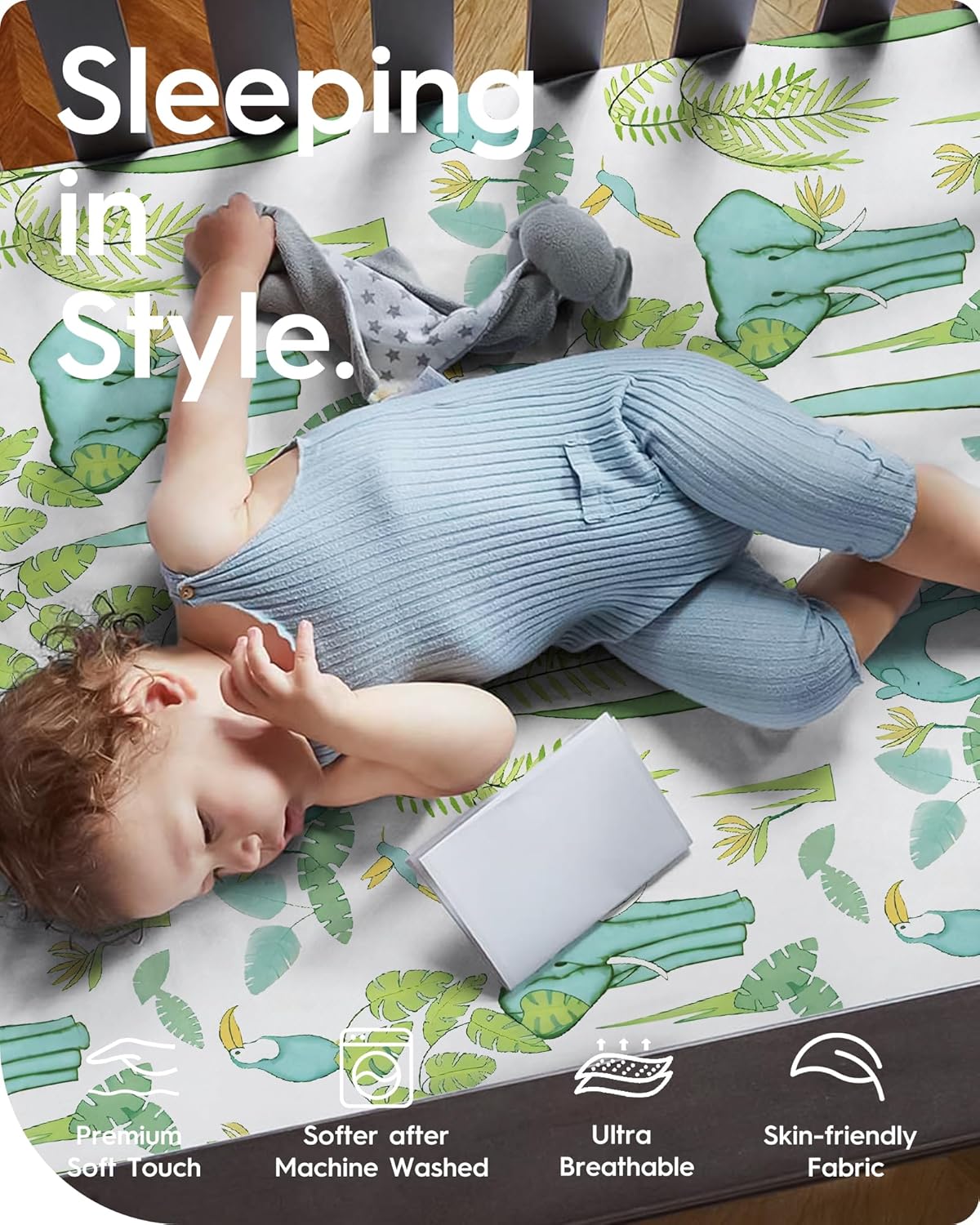 Premium Soft boy Crib Sheets, Ultra Breathable Crib Fitted Sheet, Super Stretchy Baby Bed Sheets 28''x52''x9'' Extra Deep Pocket