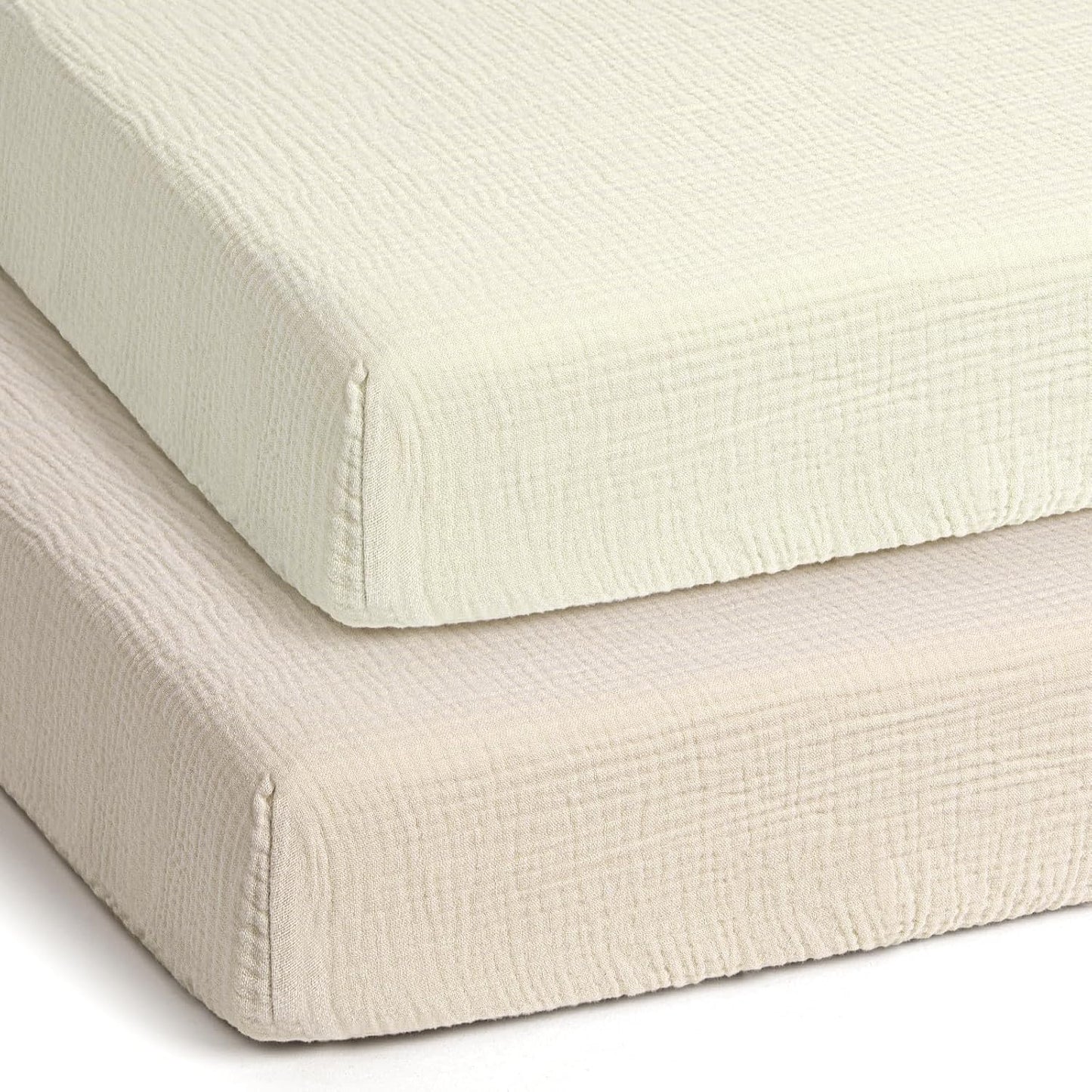 lulumoon Pack and Play Sheets Muslin: Cotton Fitted Sheets for 4moms Pack N Play - Soft Playard Sheets for Boys and Girls 2Pack