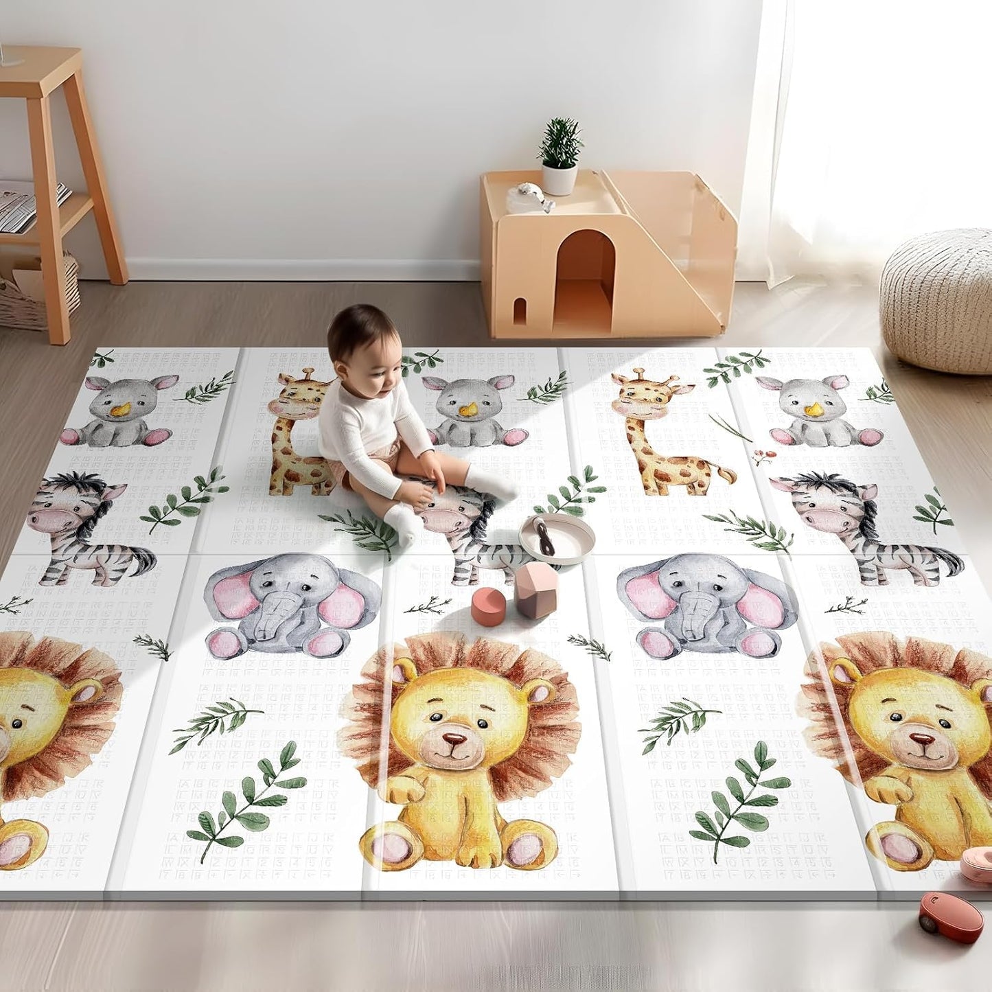79 x 71 Foldable Large Play Mat for Babies, Non Toxic Foam Play Mat, Thick & Waterproof Baby Playmat for Floor, Anti-Slip Baby Playpen Mat for Toddlers