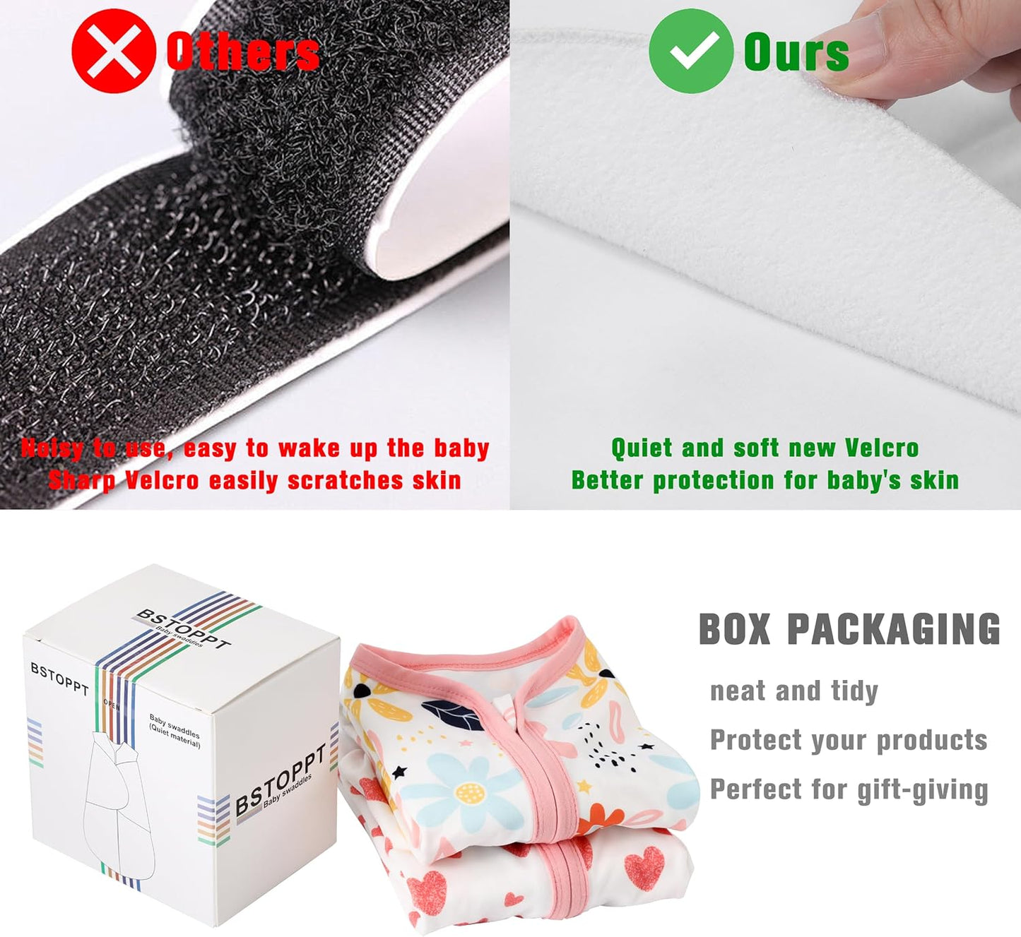 Newborn Sleep Sack Baby Swaddle,0-3 Months,3-Way Adjustable Wearable Blanket,100% Rayon Cotton Swaddling Sleeping Bag，TOG 0.5（Heart&Floral）