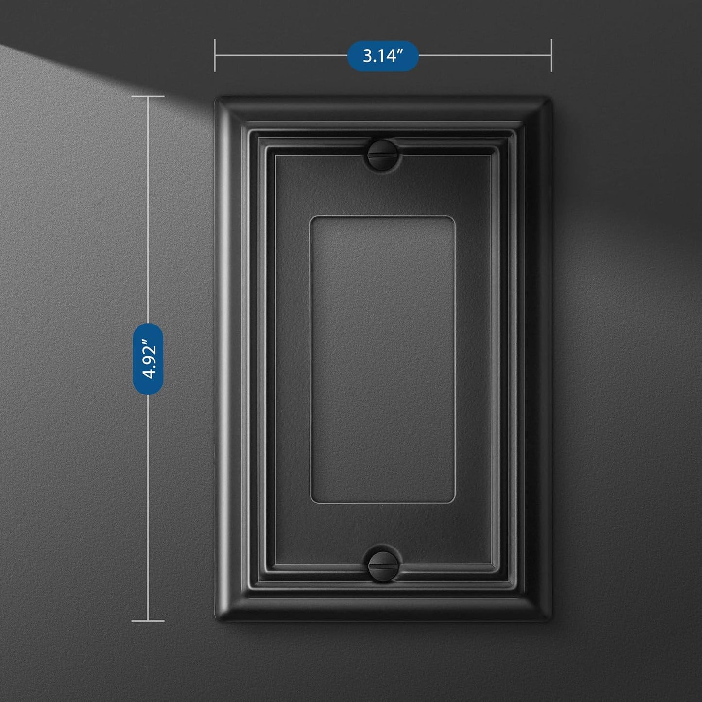 DEWENWILS Metel Decorator Outlet Cover, 4-Pack Wall Plates for Electrical Outlets, GFCI, Dimmer Switch, Black Finish