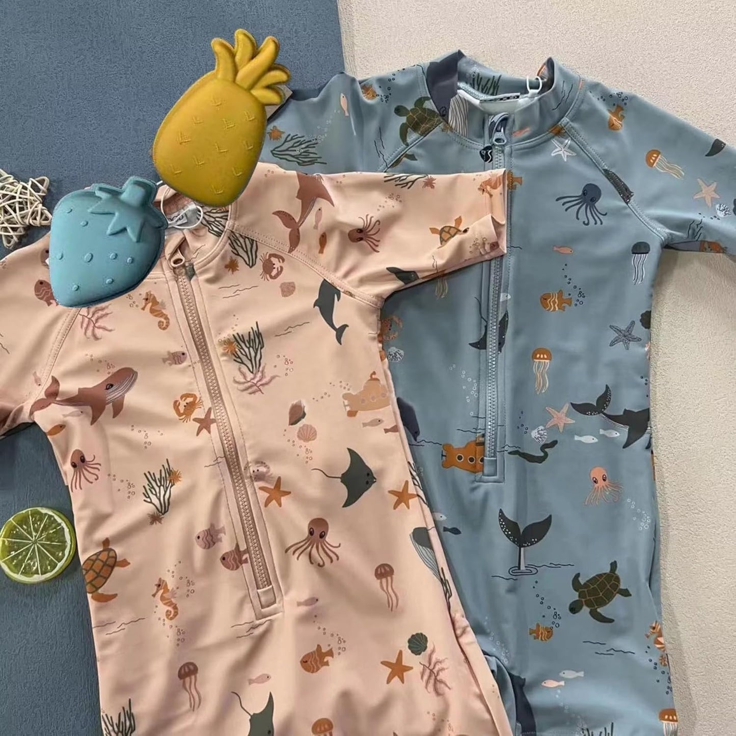 Boys One Piece Swimsuit Whale Dolphin Bathing Suit Zipper Rash Guard Kid Short Sleeve Swimwear Shark Beach Wear UPF50+